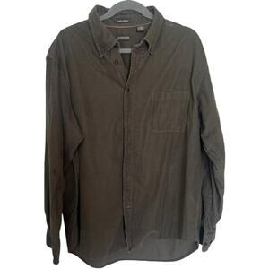 St. John's Bay Men's 21 Wale Corduroy Button Up Green Size XL
